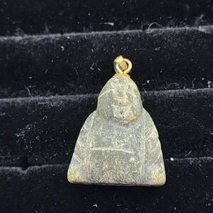 Vintage Carved Jade Laughing Buddha 1" Pendant Charm